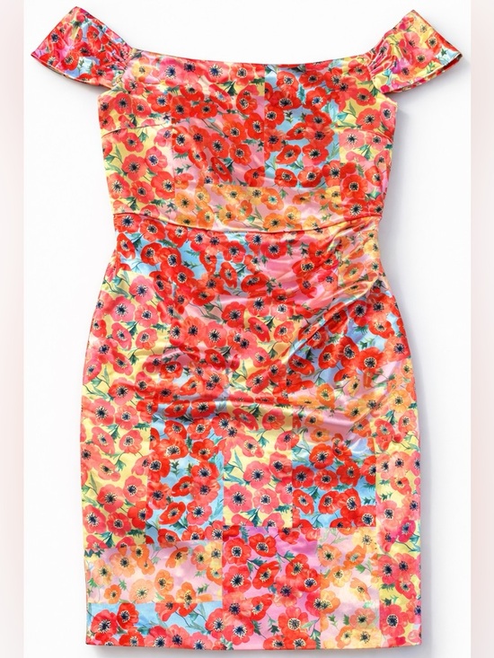 Guess Dresses & Skirts - Guess Botanical Sun Rays Print Off Shoulder Camila Mini Dress Womens L NWT